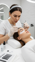 Wimpernverlängerung Behandlung bei Nikis Beauty in Hilden mit präziser Technik für volle und natürlich wirkende Wimpern.