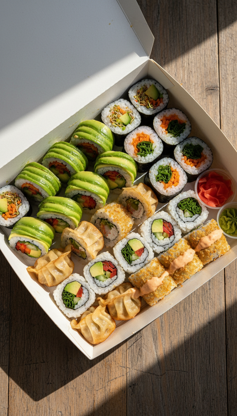 Crunchy- oder vegetarische Sushibox &amp; Gyoza