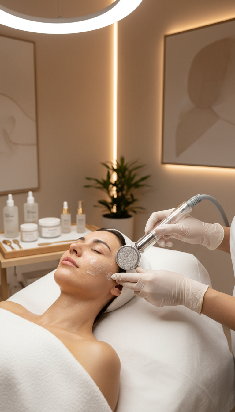 Mikrodermabrasion mit Massage und Collagen-Maske