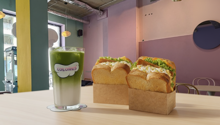 Egg Drop Sandwich &amp; Iced Matcha Latte