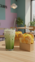 Egg Drop Sandwich &amp; Iced Matcha Latte