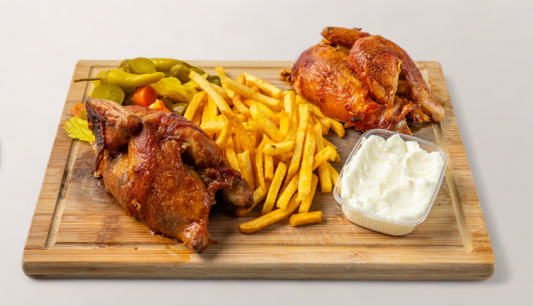 Halbes Hähnchen Menü für 2 Personen