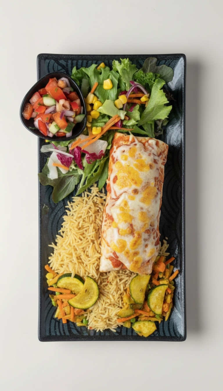 Mexikanisches Menü mit Vorspeise und Hauptgericht
