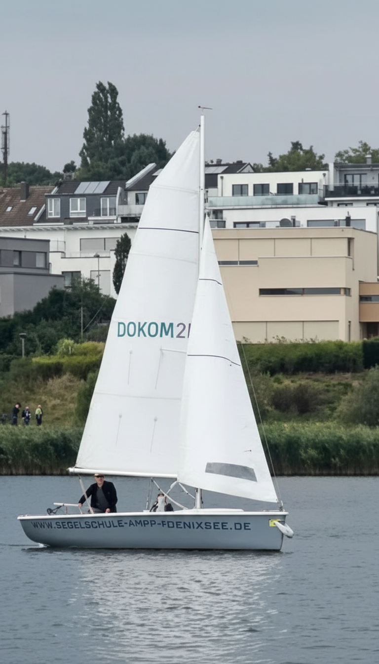 Segelboot auf dem Phoenixsee beim Schnuppersegeln