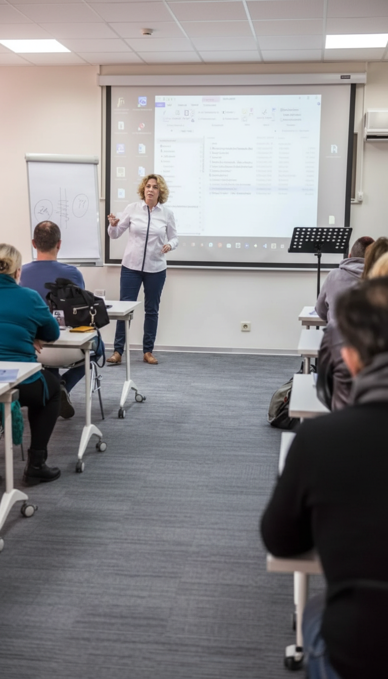 Dozentin hält einen Kurs vor Teilnehmern bei RO Coaching in München