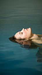 Frau entspannt beim Floating im Wasser im Floating Spa in Essen