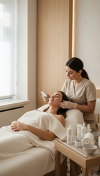 Frau erhält eine Microneedling Gesichtsbehandlung bei Beyoutyqueen in Usingen