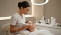 Frau erhält eine Microneedling Gesichtsbehandlung bei Gerhard Aesthetics in Germering