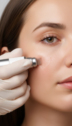 Nahaufnahme einer Microneedling Behandlung im Gesicht bei Gerhard Aesthetics in Germering