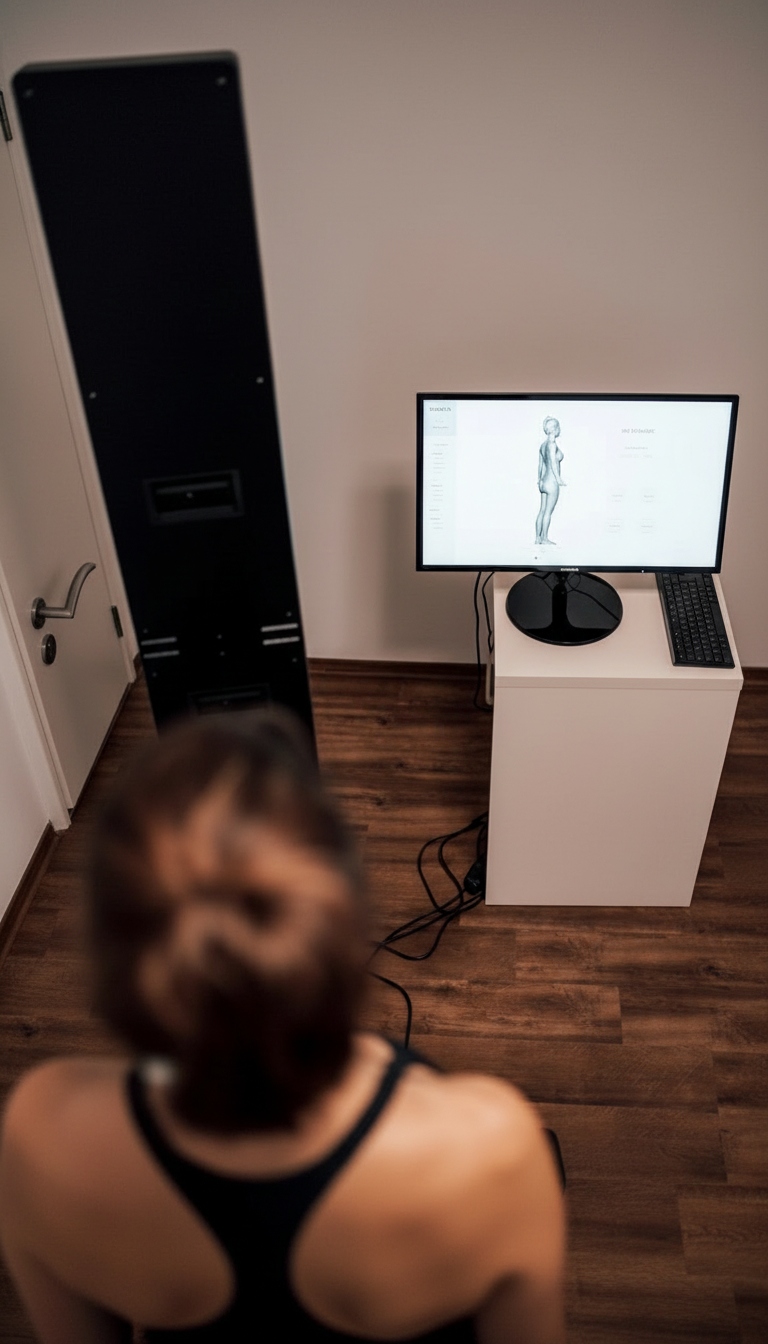 Bodyscan Setup mit Bildschirm im Studio Just Cryo in Essen
