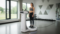 Frau steht auf einem Bodyscan Gerät im Studio Just Cryo in Essen