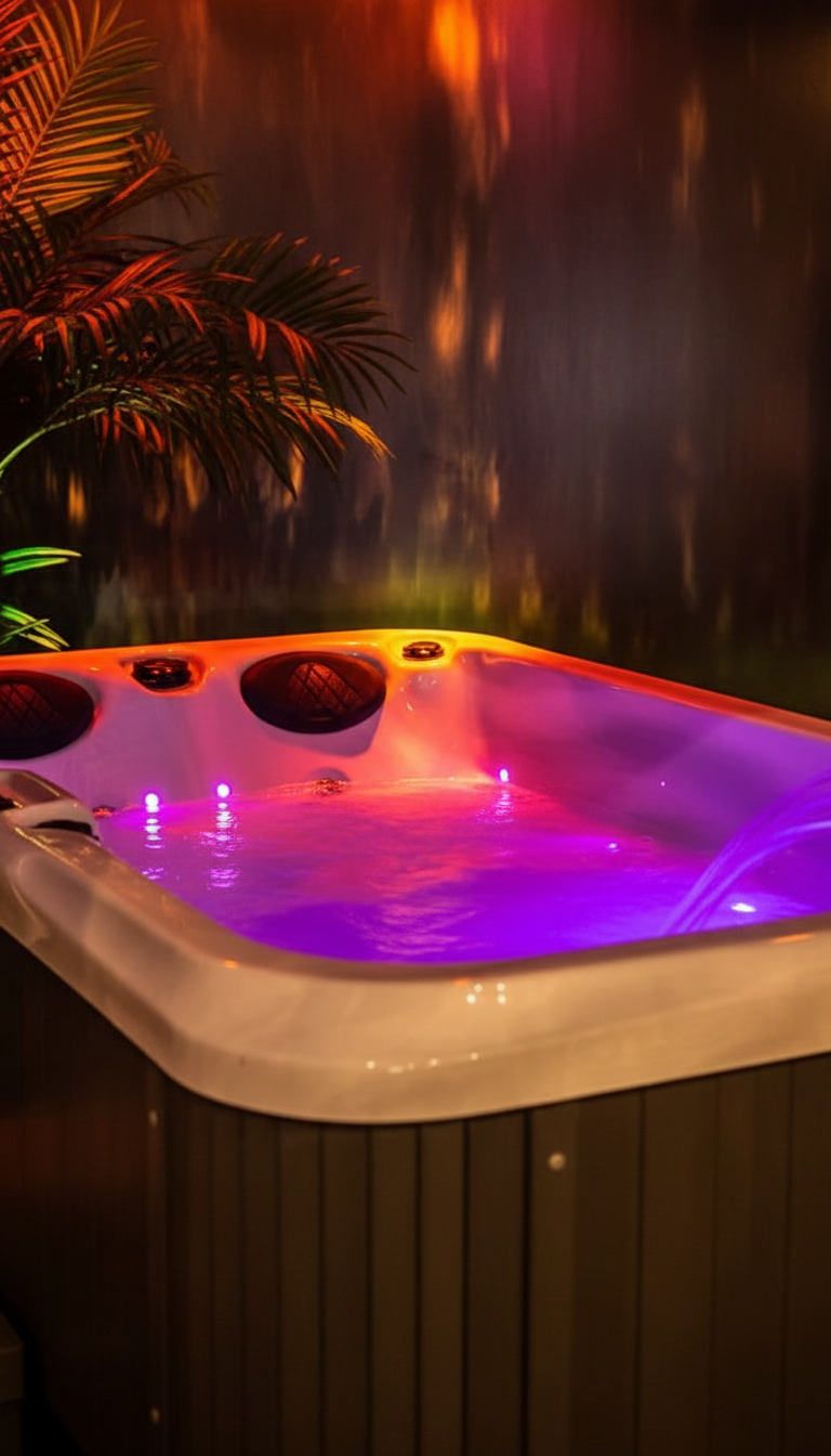 Whirlpool mit farbiger Beleuchtung im Day Spa bei Secret Wellness in Ahlen