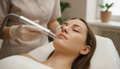 Frau erhält eine Microdermabrasion Gesichtsbehandlung bei Shirea Kosmetik in München