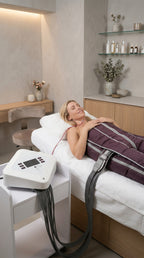 Frau bei einer Lymphdrainage Behandlung mit Gerät bei Shirea Kosmetik in München