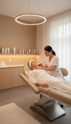 Frau erhält eine Microneedling Gesichtsbehandlung im Jade Institut in Düsseldorf