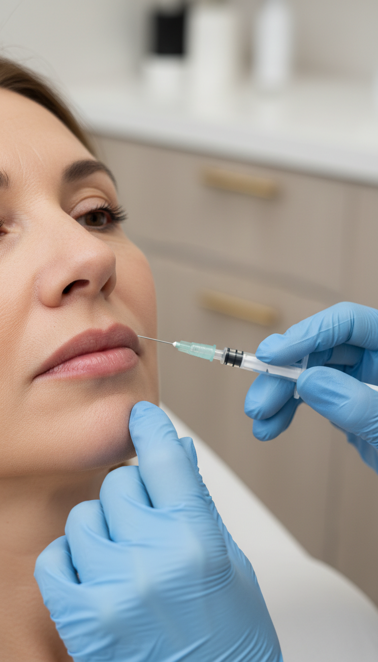 Frau erhält eine Botulinum Behandlung an der Lippe bei Proface Aesthetics in Oberhausen
