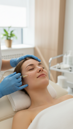 Frau erhält ein Vampire Lifting im Gesicht bei Proface Aesthetics in Oberhausen