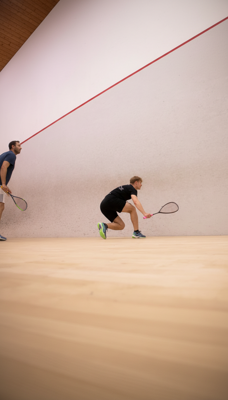Zwei Personen spielen Squash auf einem Court in der Sportinsel Taufkirchen