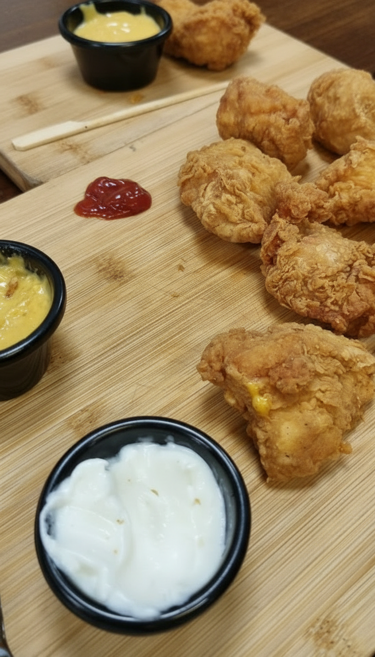 Chicken Wings mit verschiedenen Dips im Ayra Haus der Helden in Düsseldorf