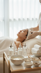 Frau erhält eine Korean Glass Skin Gesichtsbehandlung im Beauty Spa in München