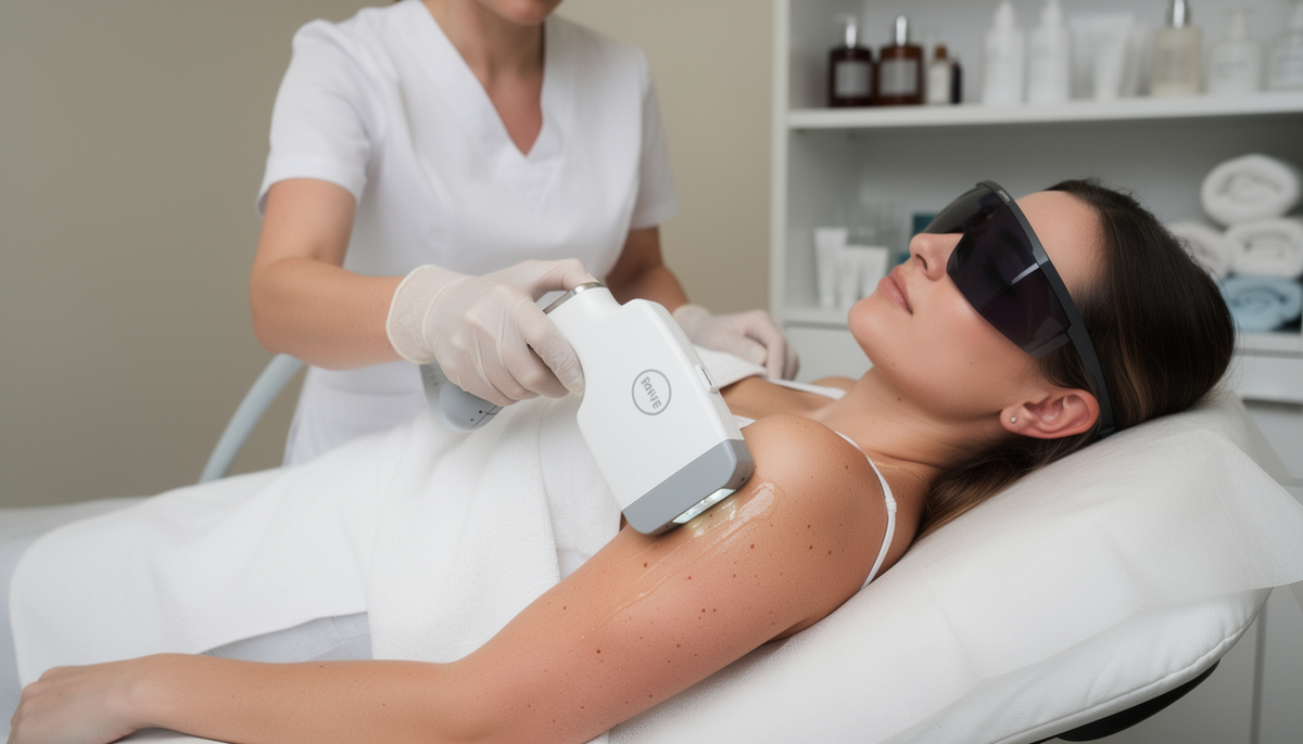Frau erhält eine Diodenlaser Haarentfernung Behandlung im Jade Institut Düsseldorf