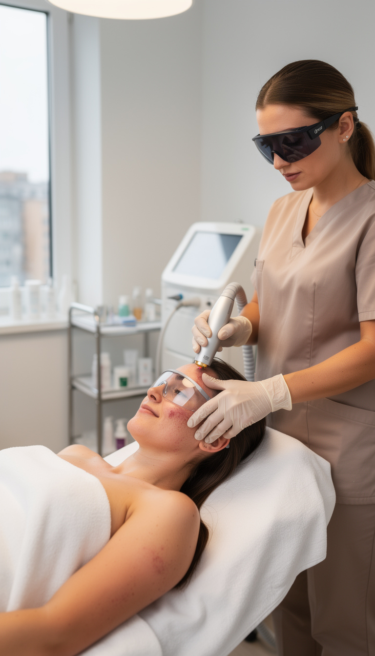 Frau erhält eine Diodenlaser Haarentfernung im Gesicht im Jade Institut Düsseldorf