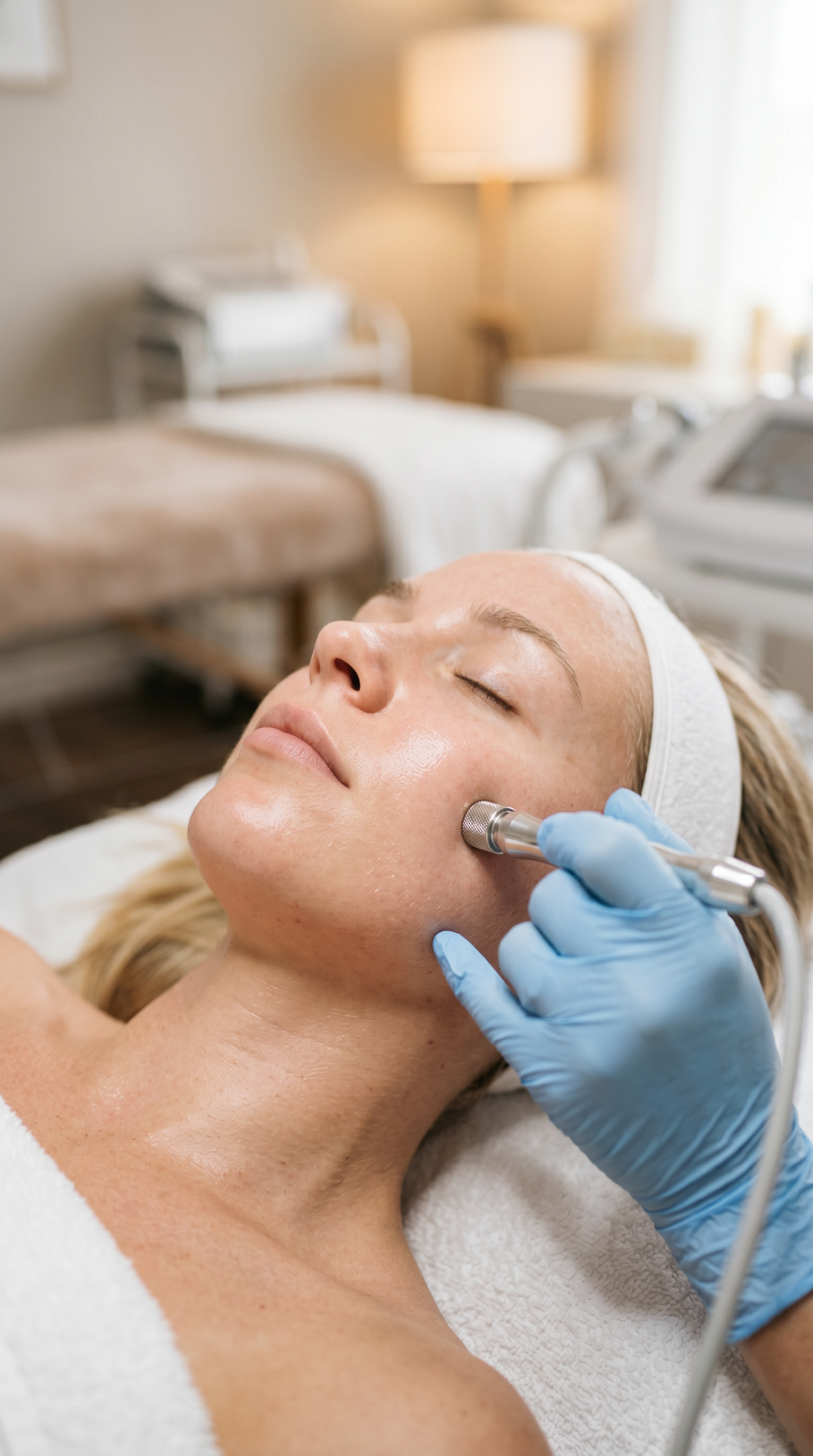 Microdermabrasion bei By Beauty Fee Essen – professionelle Gesichtsbehandlung an der Wange zur sanften Hauterneuerung und Verfeinerung des Hautbildes