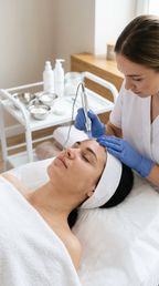 Microneedling bei Laserlux München – gezielte Behandlung der Stirn zur Anregung der Hauterneuerung und Verfeinerung des Hautbildes mit moderner Needling Technologie