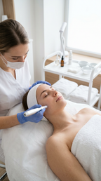 Microneedling bei Laserlux München – professionelle Gesichtsbehandlung zur Anregung der Hauterneuerung und Verfeinerung des Hautbildes mit moderner Needling Technologie