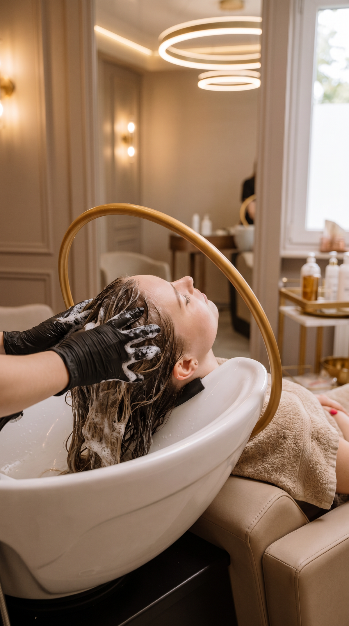Head Spa Behandlung in der Fandodermal Praxis Wiesbaden – entspannende Haarwäsche mit Kopfhautmassage und pflegender Reinigung für Haare und Kopfhaut