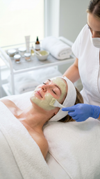 Pflegemaske bei My Beauty Corner – beruhigende Gesichtsmaske als Teil einer Fruchtsäure Peeling Behandlung zur Pflege und Regeneration der Haut