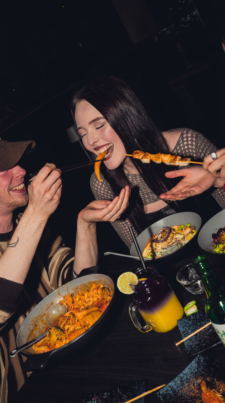 Gäste genießen gemeinsam Malatang bei Mu Kii Malatang & More Dortmund – geselliges Food Erlebnis mit würzigen Gerichten, Spießen und individuell ausgewählten Zutaten