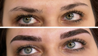 Vorher Nachher Vergleich einer Microblading Behandlung bei Beve Beauty Hanau – sichtbar definiertere Augenbrauen mit natürlicher Härchenzeichnung
