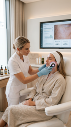 Microneedling bei Beve Beauty Hanau – professionelle Hautanalyse und Vorbereitung auf die Gesichtsbehandlung zur Verbesserung und Verfeinerung des Hautbildes