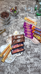 Candybar beim Workshop im Atelier Ma vie in Essen mit verschiedenen Schokoriegeln und kleinen Snacks für die kreative Auszeit im Atelier