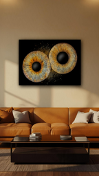 Iris Fotografie von Fotostudio Daniels in Dortmund als hochwertiges Wandbild über einem Sofa in einem modern eingerichteten Wohnzimmer