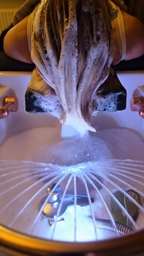 Head Spa Behandlung bei Hair and Headspa CRN in Neu Isenburg mit entspannender Haarwäsche, Schaum und Wasserspiel am Waschbecken
