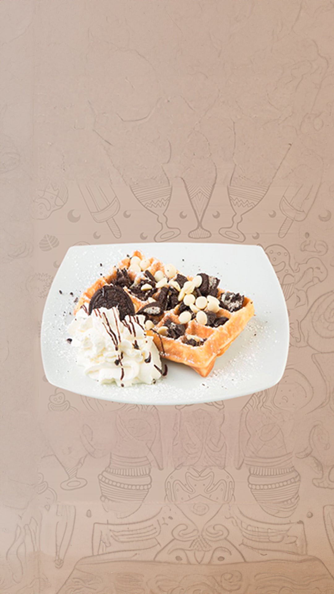 Waffel-Dessert mit Oreo, Schokosoße und Sahne bei Dulce Chocolate & Ice Cream Frankfurt