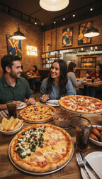Pizza mit Beilage und Getränk für bis zu 4 Personen