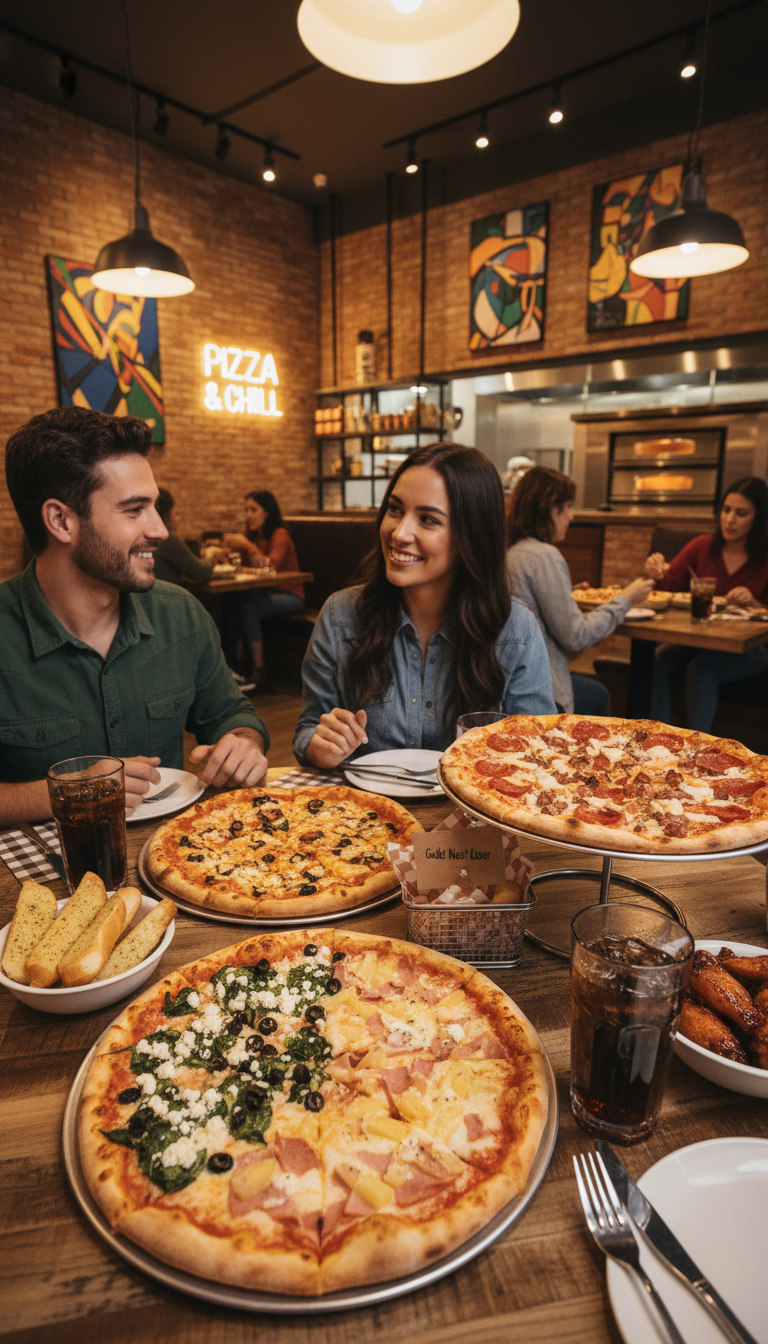 Pizza mit Beilage und Getränk für bis zu 4 Personen