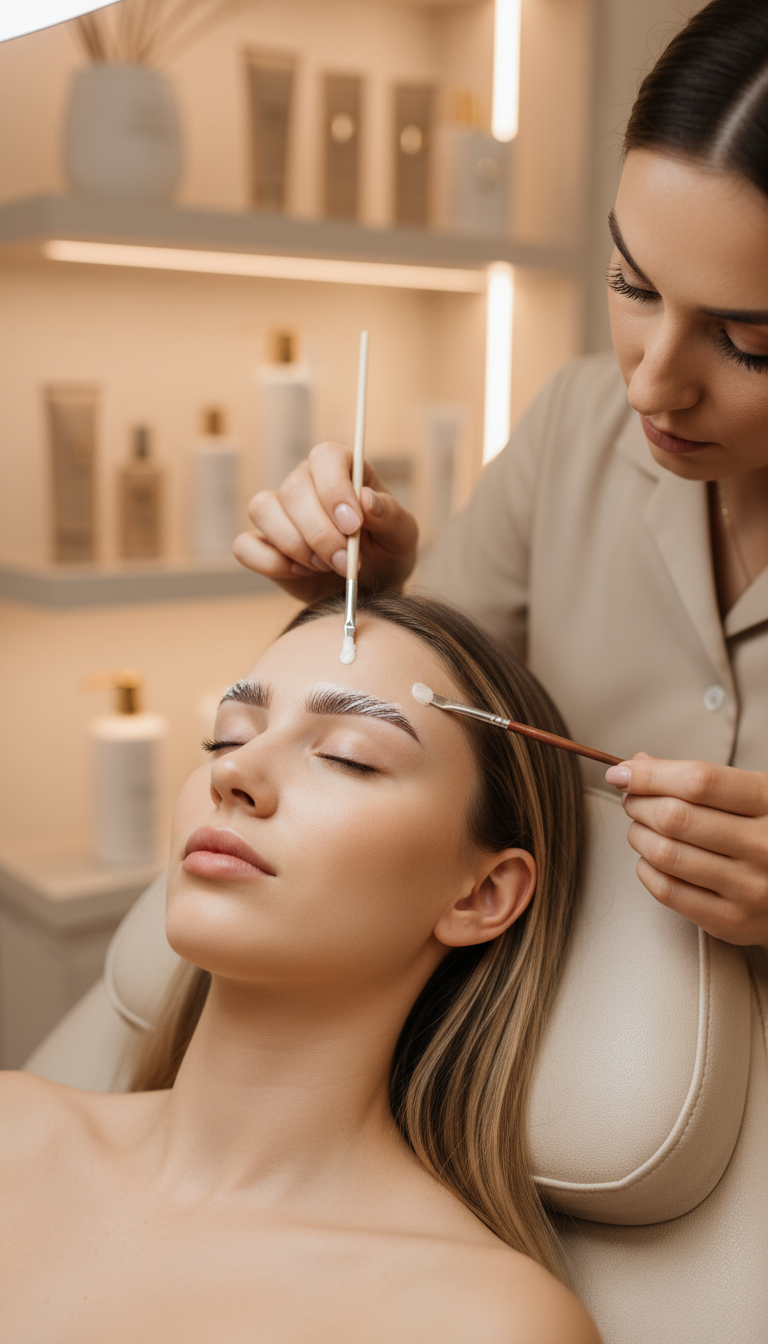 Wimpern- und Augenbrauen-Lifting mit Färben