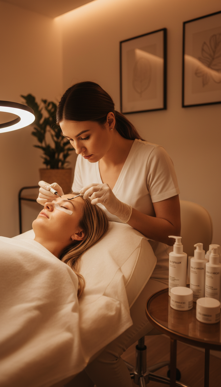Wimpern- und Augenbrauen-Lifting mit Färben