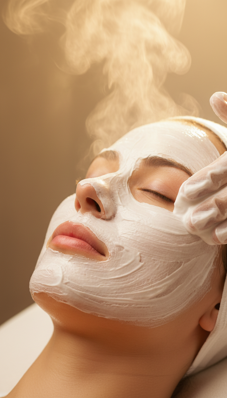 Gesichtsbehandlung mit Diamant-Mikrodermabrasion und Thermo Maske