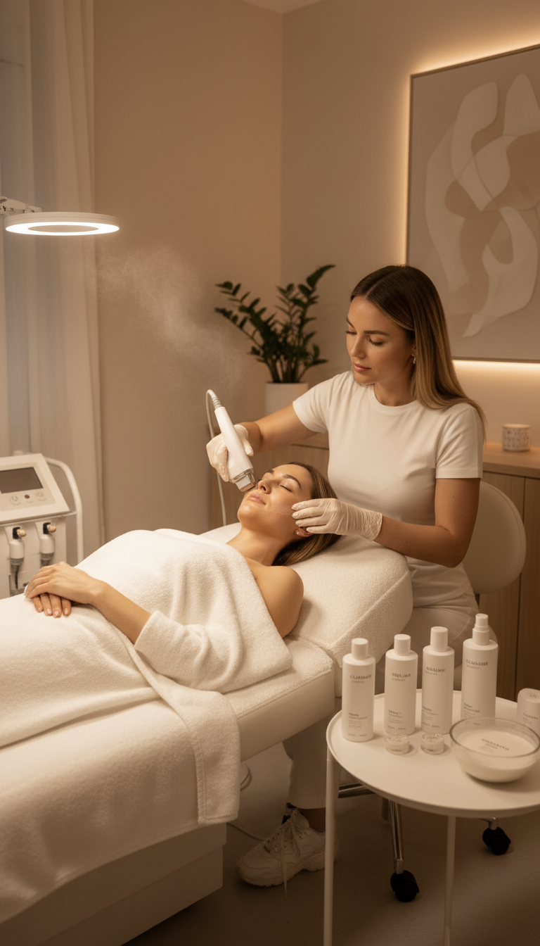Gesichtsbehandlung mit Diamant-Mikrodermabrasion und Thermo Maske