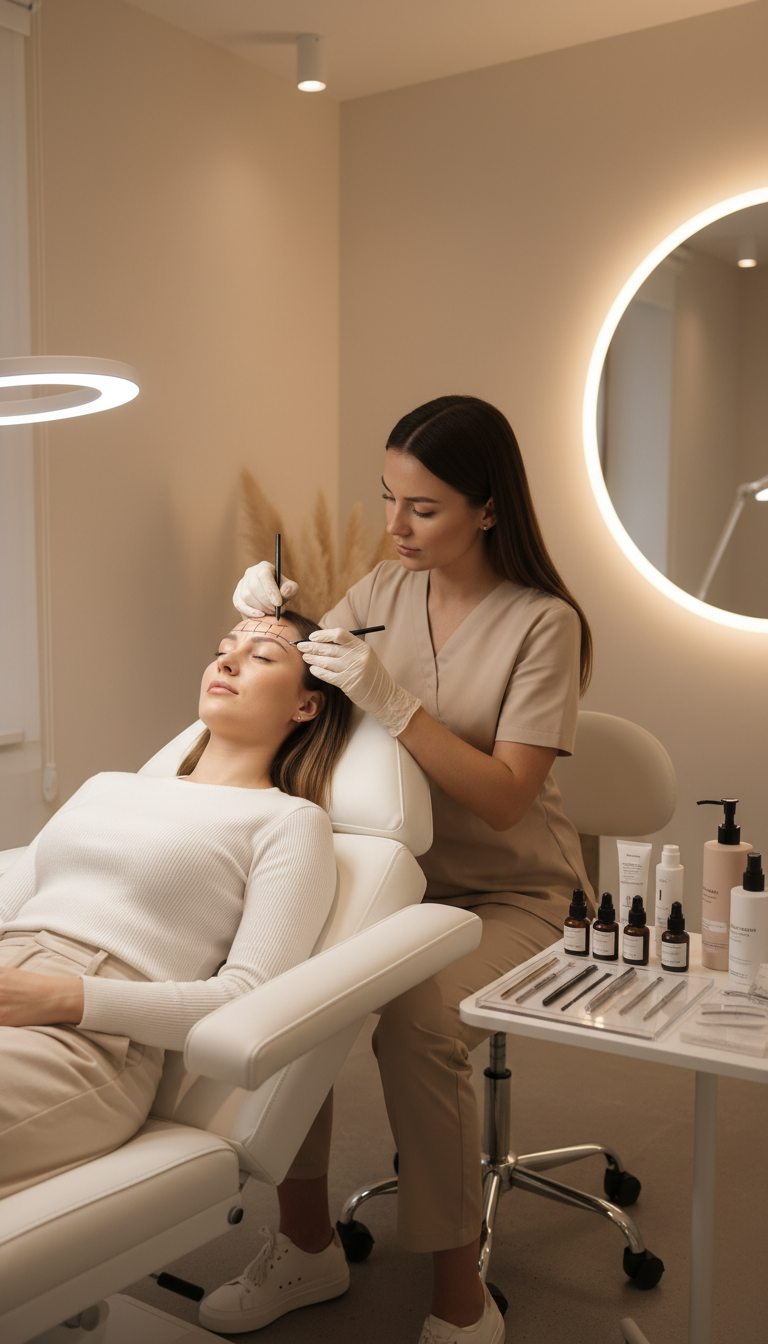 Microblading für die Augenbrauen mit Nachbehandlung