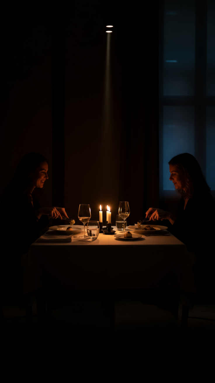 „Dinner in the Dark“ 3‑Gänge‑Überraschungsmenü für 2 Personen