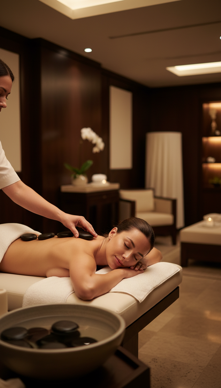 Hot Stone- oder warme Sandliege Massage