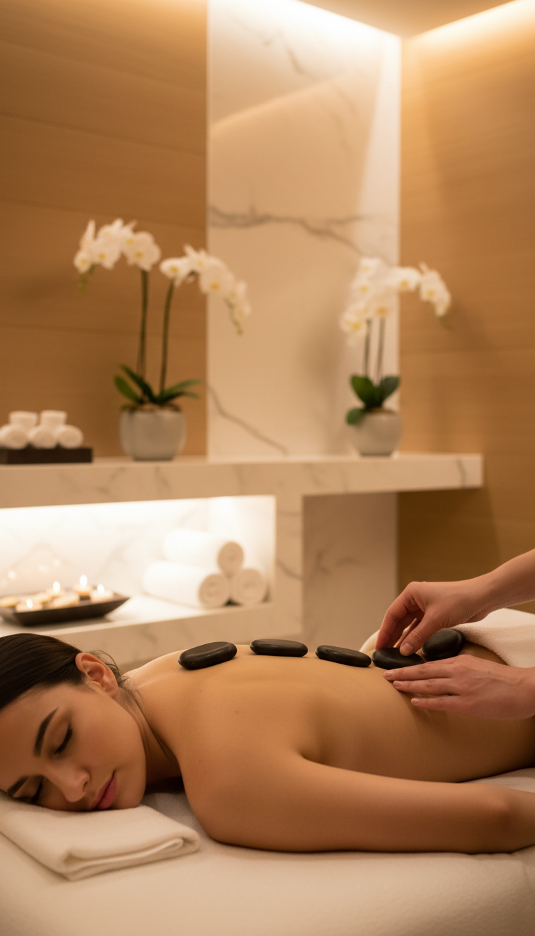 Hot Stone- oder warme Sandliege Massage